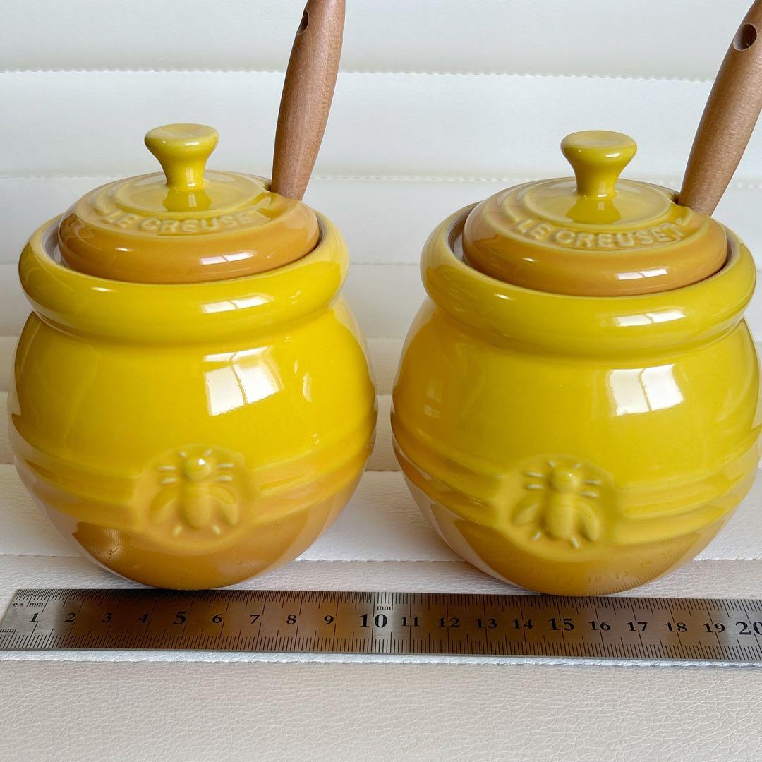 ル・クルーゼ ハニーポット イエロー 2個 スプーン付き 調味料入れ