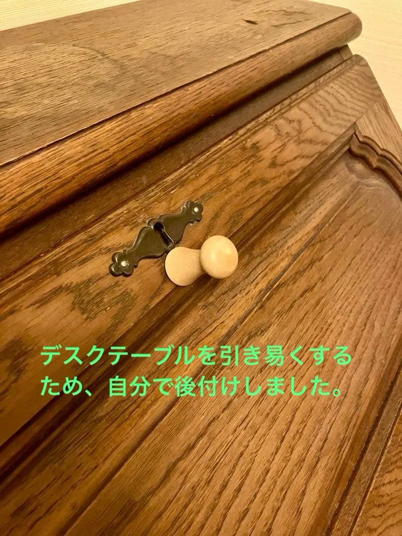 アンティーク　ベルギー製　ライティングデスク　　木製　鍵付き　収納力　大