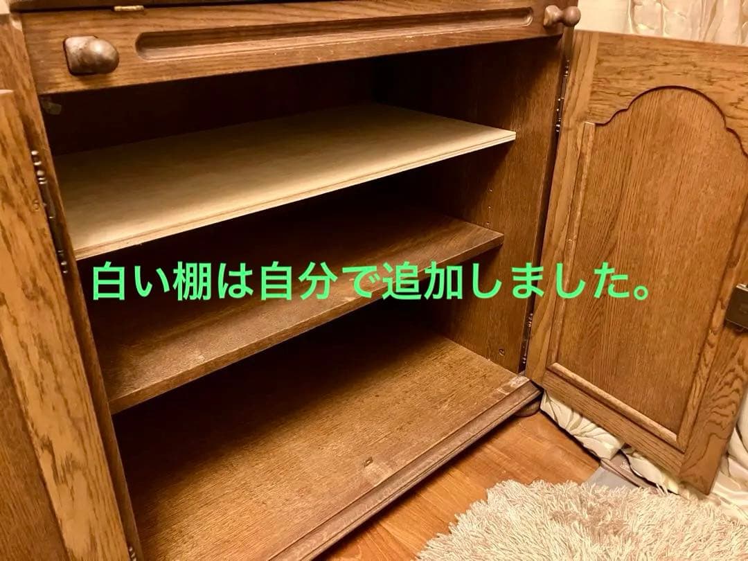 アンティーク　ベルギー製　ライティングデスク　　木製　鍵付き　収納力　大