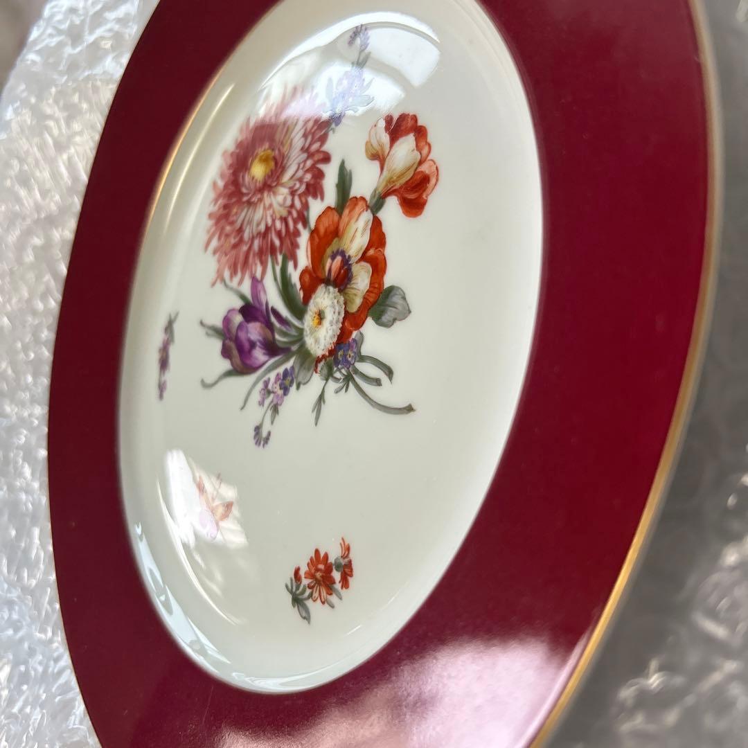 アンティーク高級食器 KPM 7種花 蝶々 赤皿 - メルカリ