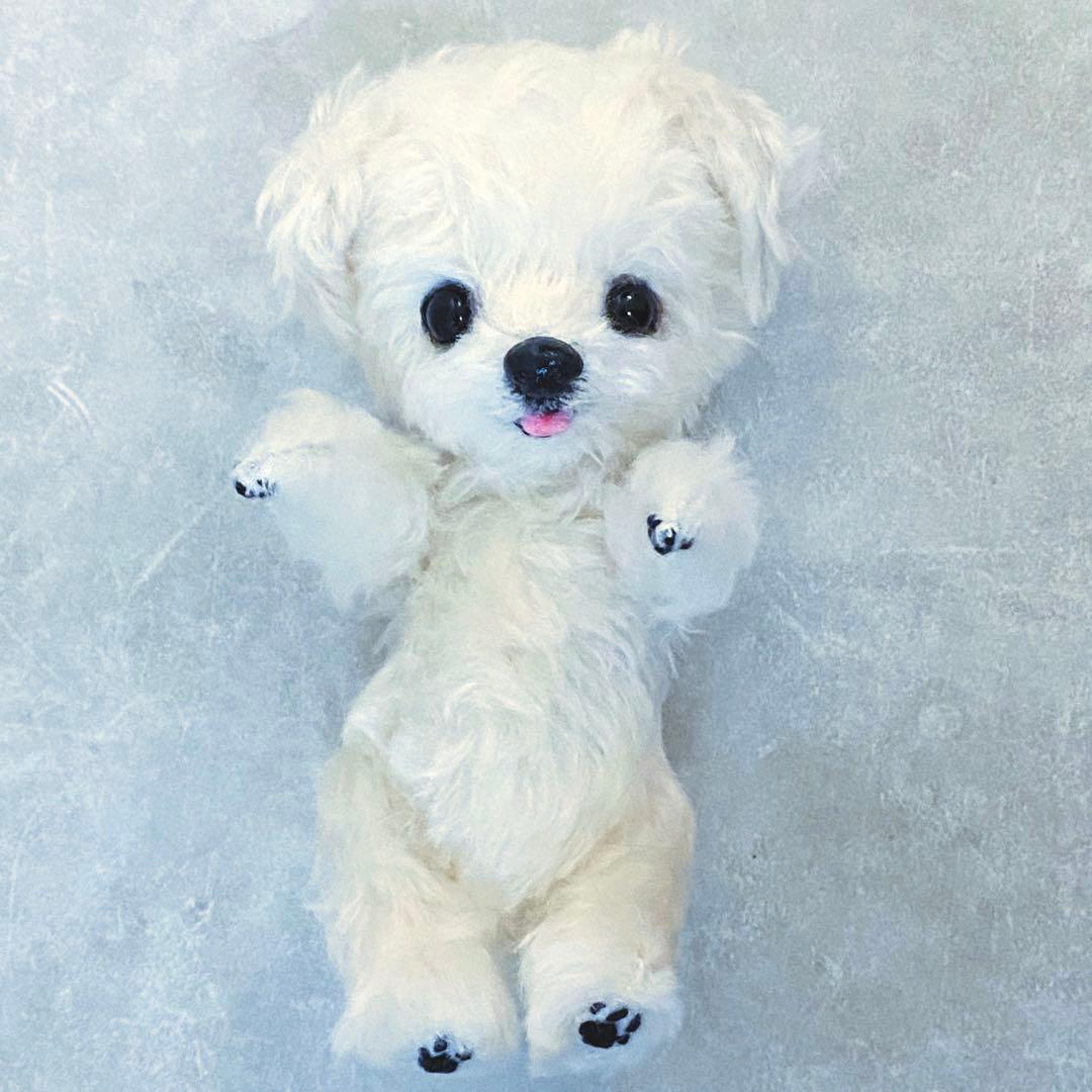 作家さま　ふわふわマルチーズのぬいぐるみ　テディベア　ハンドメイド
