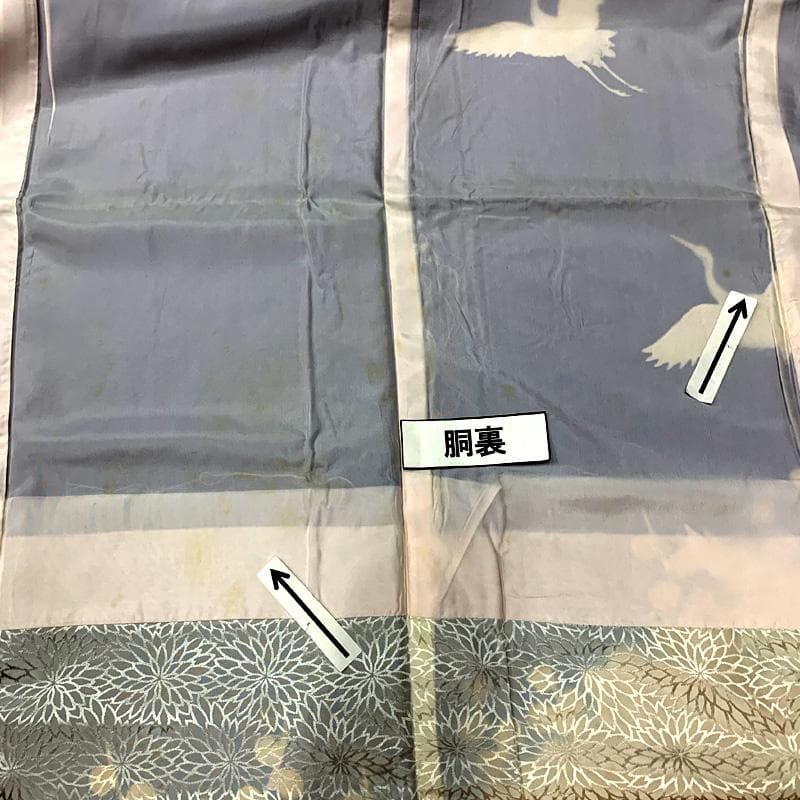 509ag22□七五三 七歳 女児 着物&袋帯 地紋 金彩 鶴□状態良好