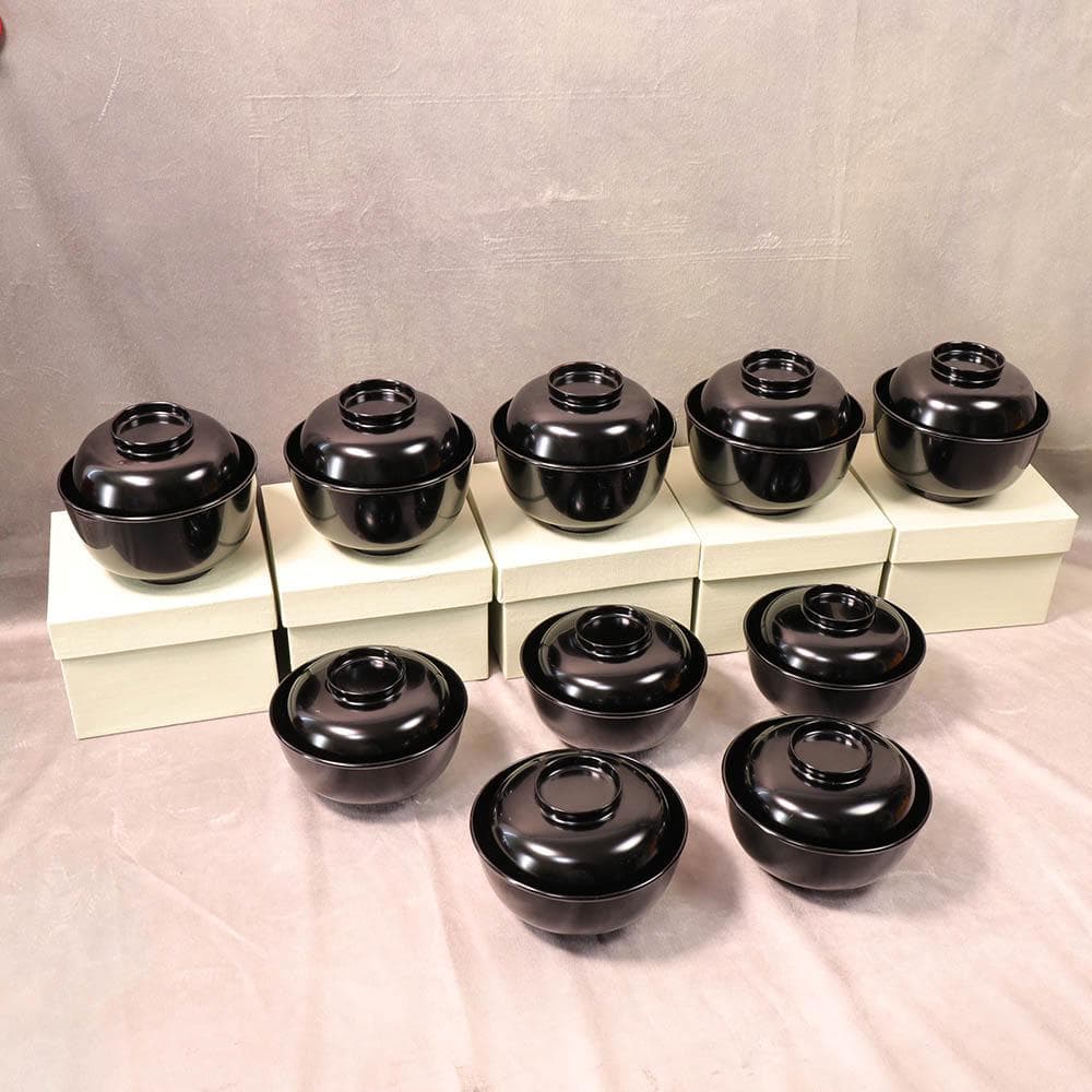 黒真塗り 飯椀 汁椀 5客セット 懐石料理 四つ椀 茶懐石 おもてなし