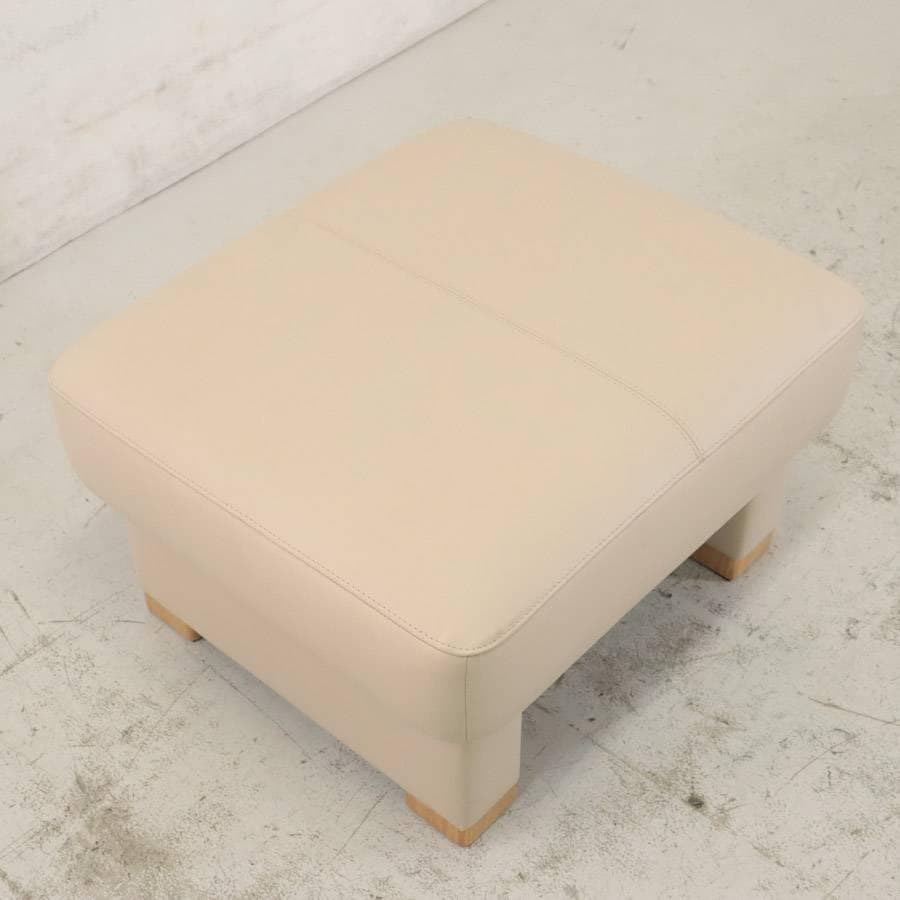 展示品 浜本工芸 No.2010 スツール オットマン オーク 本革 アイボリー