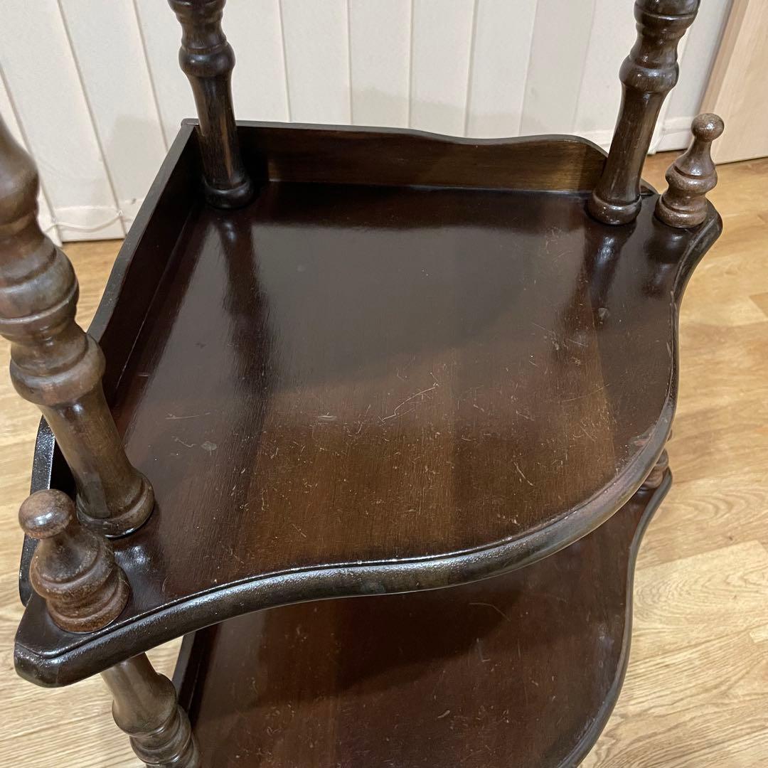 【レア】アンティーク　木製　コーナーラック　飾り棚　ビンテージ　収納　3段