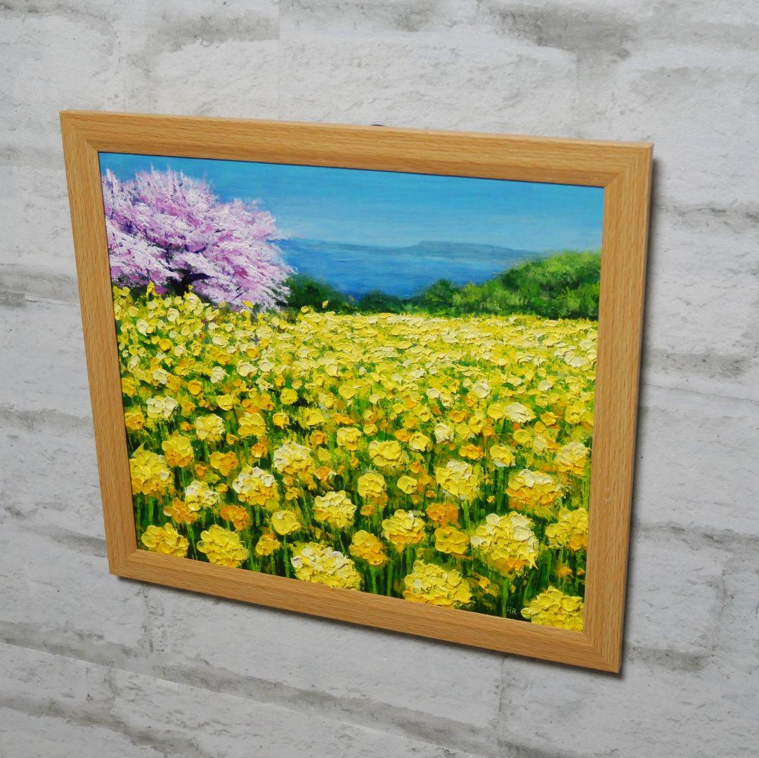 油絵 油彩 油彩画 絵 絵画【桜と菜の花咲く】