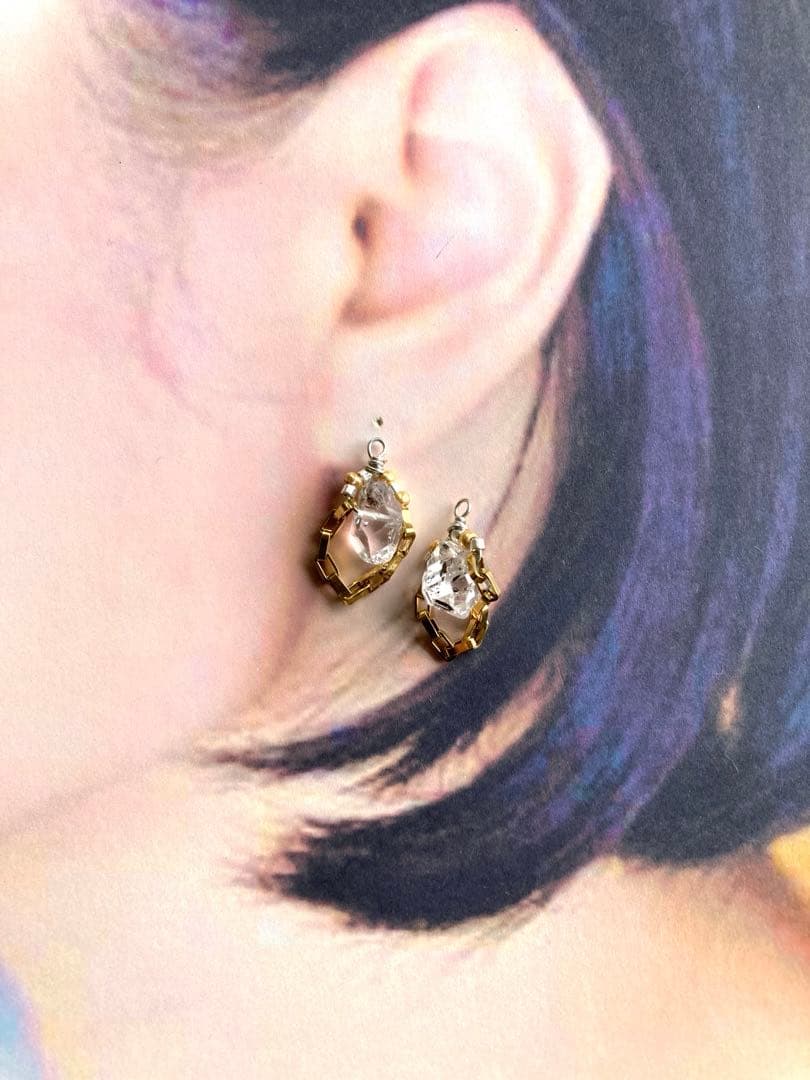 no.0479 秋澄む　gold clipとハーキマー