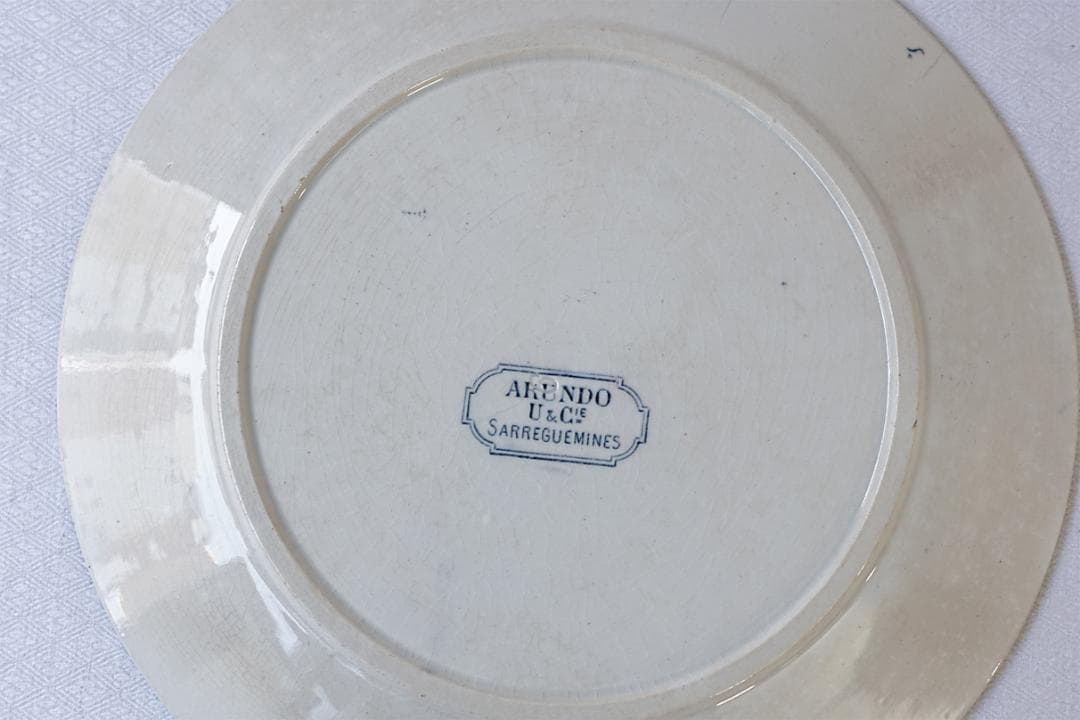 フランスアンティーク　サルグミンヌ　ツバメ　スズラン　プレート　20.2cm