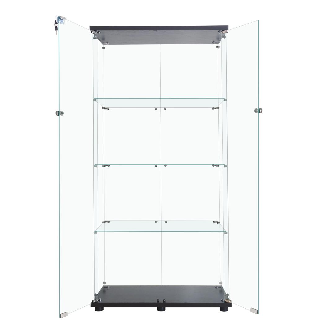 【新品】4段ワイド ブラック 棚 コレクションケース ガラス フィギュアケース