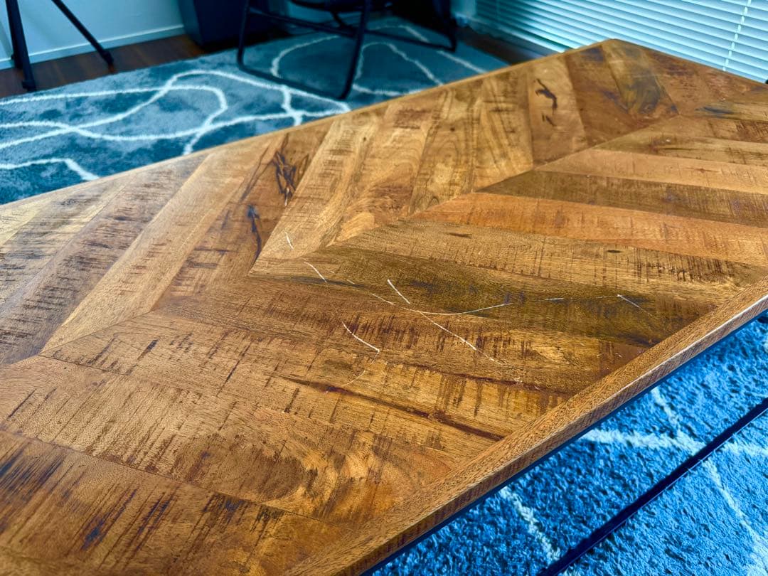 ヘリンボーン天板 ローテーブル カフェテーブル