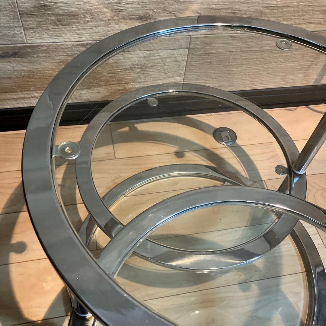 ミッドセンチュリースタイル　丸型　ラウンドテーブル　ヴィンテージ　4段