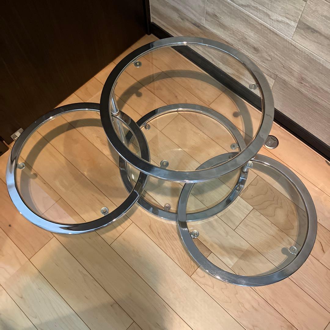 ミッドセンチュリースタイル　丸型　ラウンドテーブル　ヴィンテージ　4段