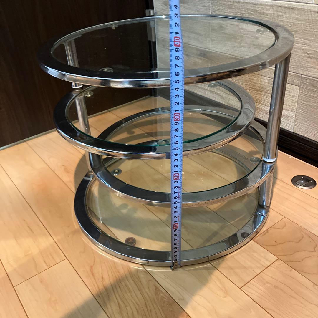 ミッドセンチュリースタイル　丸型　ラウンドテーブル　ヴィンテージ　4段