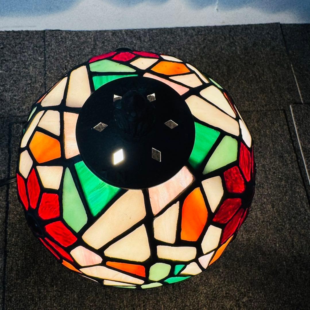 D68アンティーク品✨ステンドグラスランプ スタンドライト おしゃれインテリア