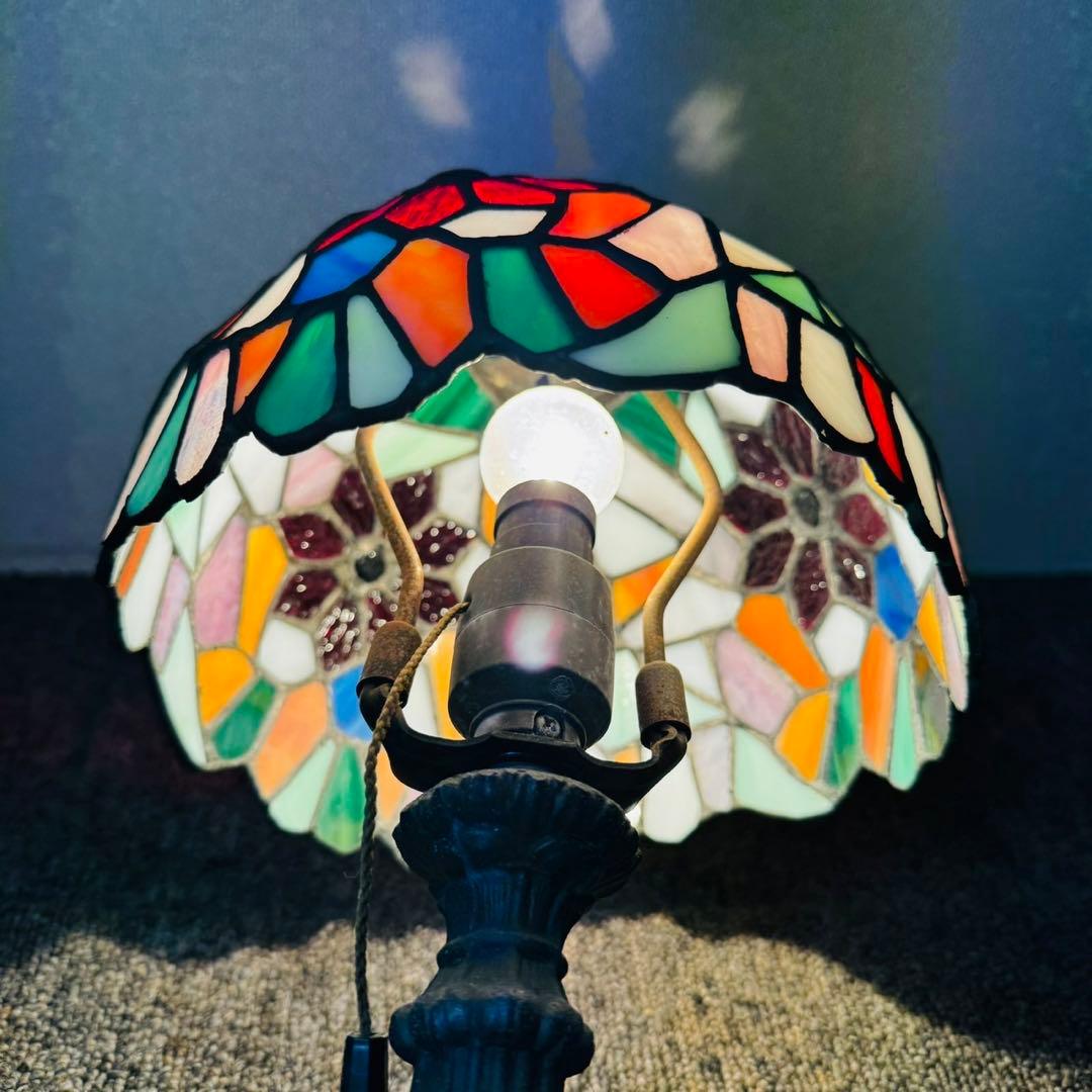 D68アンティーク品✨ステンドグラスランプ スタンドライト おしゃれインテリア