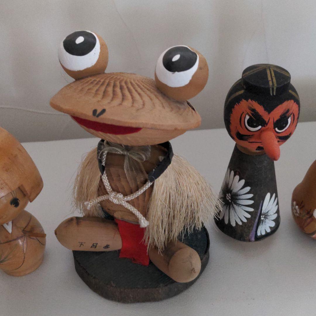 確認ページ　昭和　レトロ　こけし　土産　工芸品　カエル　天狗