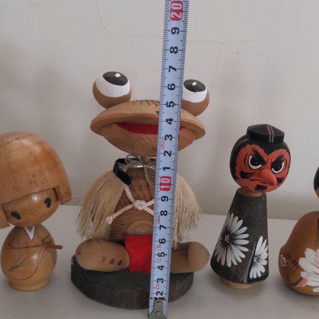 確認ページ　昭和　レトロ　こけし　土産　工芸品　カエル　天狗