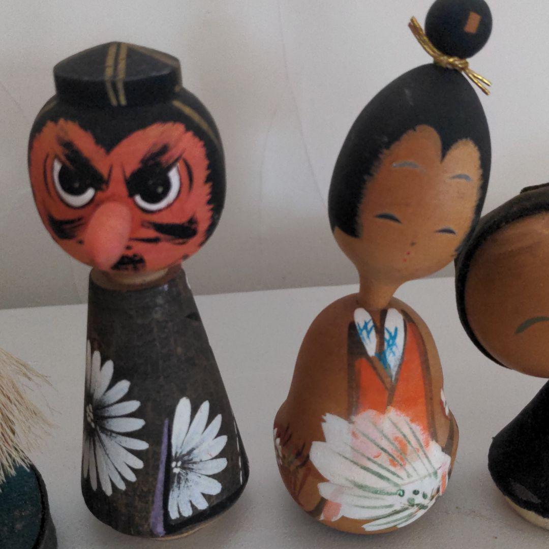 確認ページ　昭和　レトロ　こけし　土産　工芸品　カエル　天狗