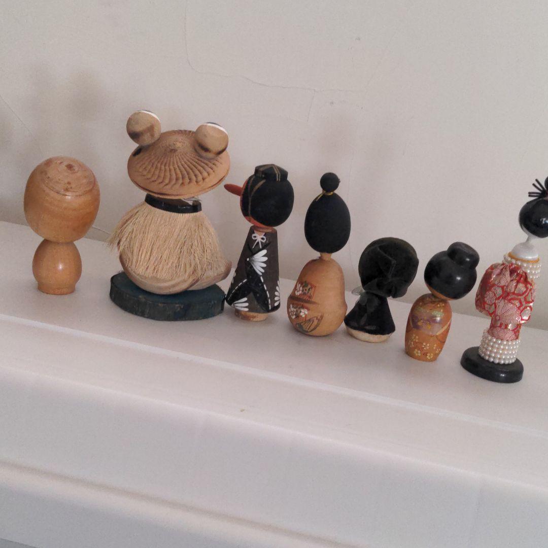 確認ページ　昭和　レトロ　こけし　土産　工芸品　カエル　天狗