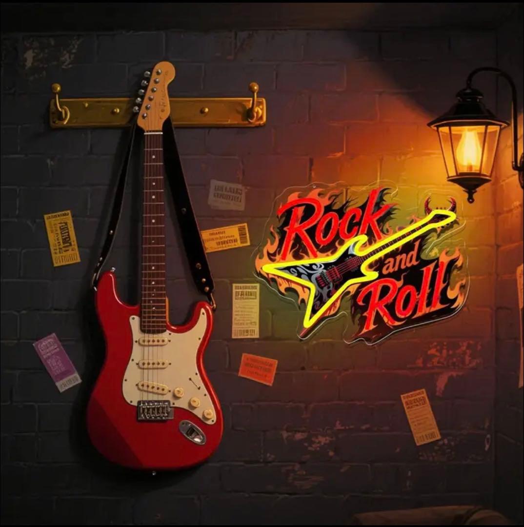 ロック ギター ネオンライト LED 壁掛け USB調光 インテリア