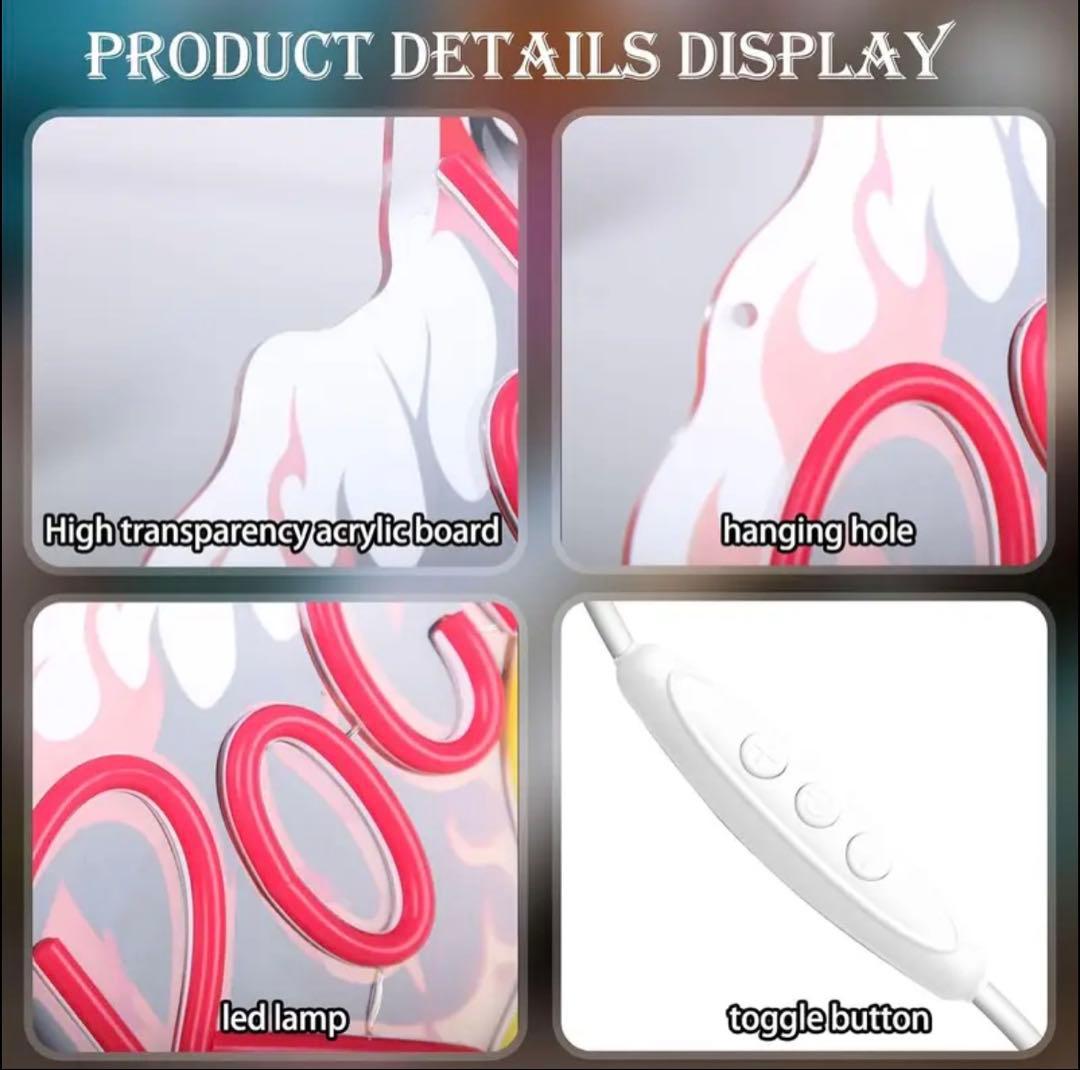 ロック ギター ネオンライト LED 壁掛け USB調光 インテリア