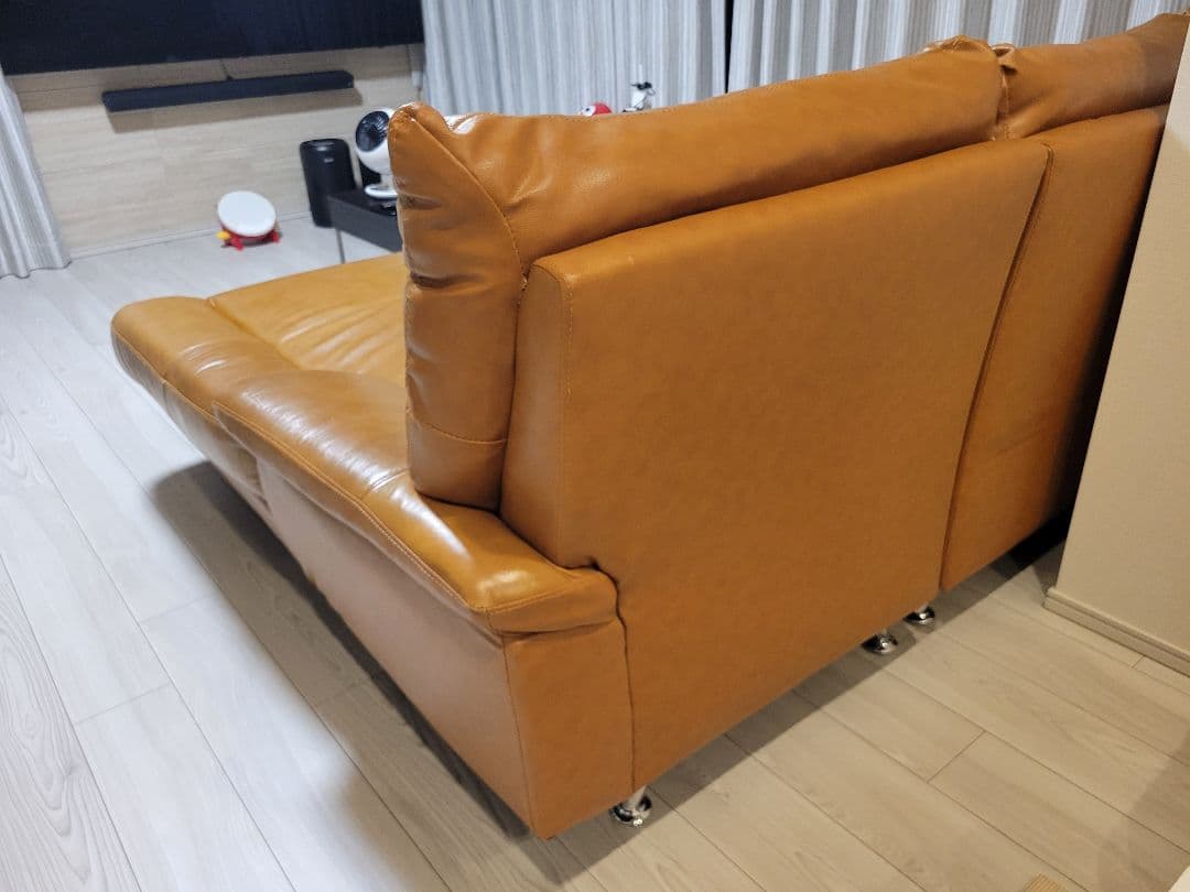 ブラウンレザー L字型ソファ