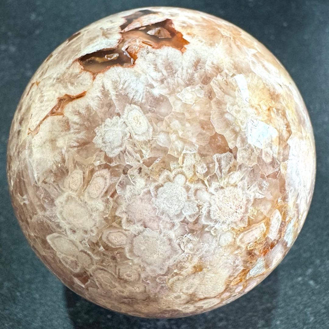 ピンクアメシスト　フラワーアゲート　スフィア　約64mm