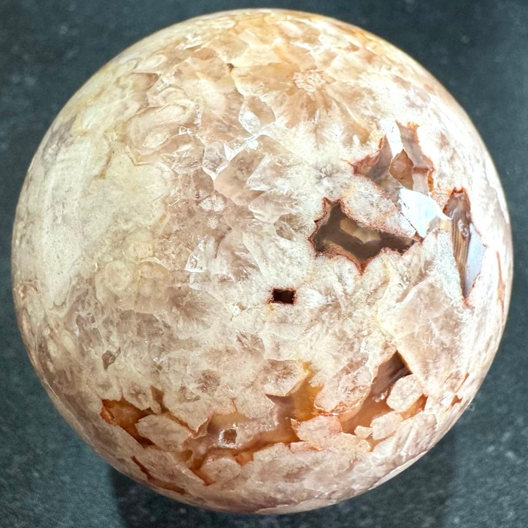 ピンクアメシスト　フラワーアゲート　スフィア　約64mm