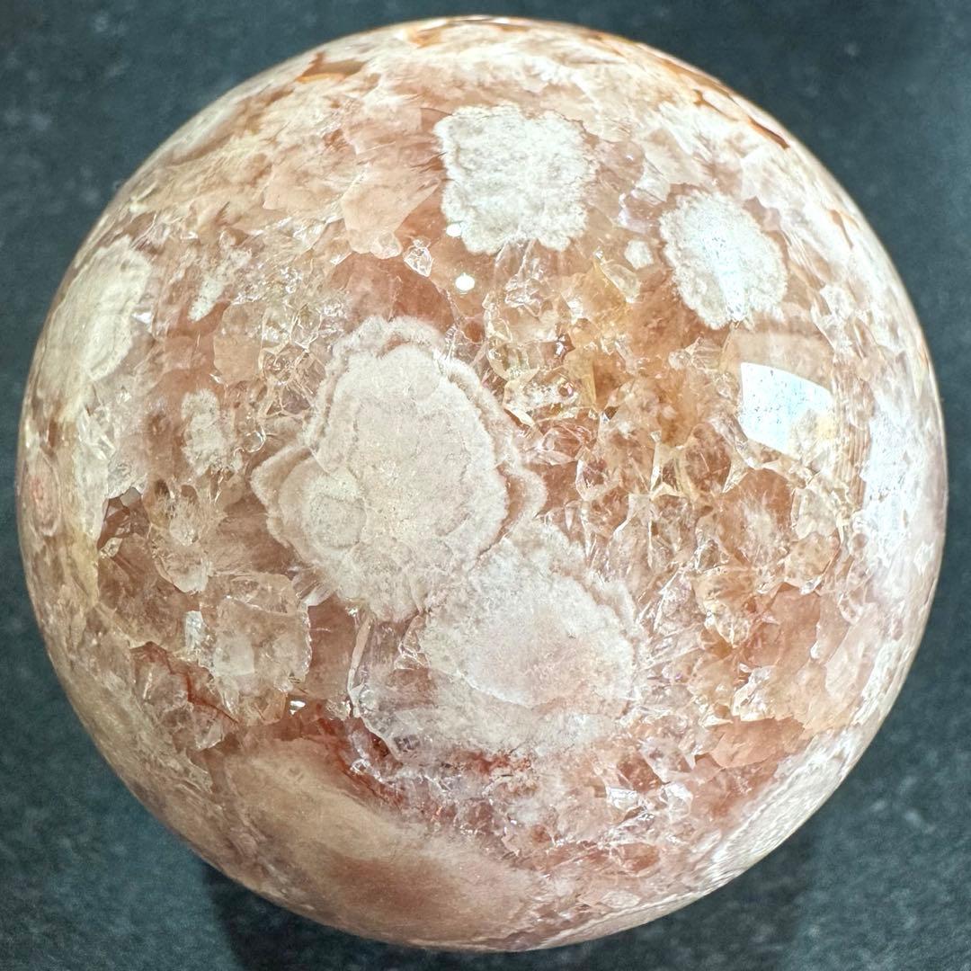 ピンクアメシスト　フラワーアゲート　スフィア　約64mm