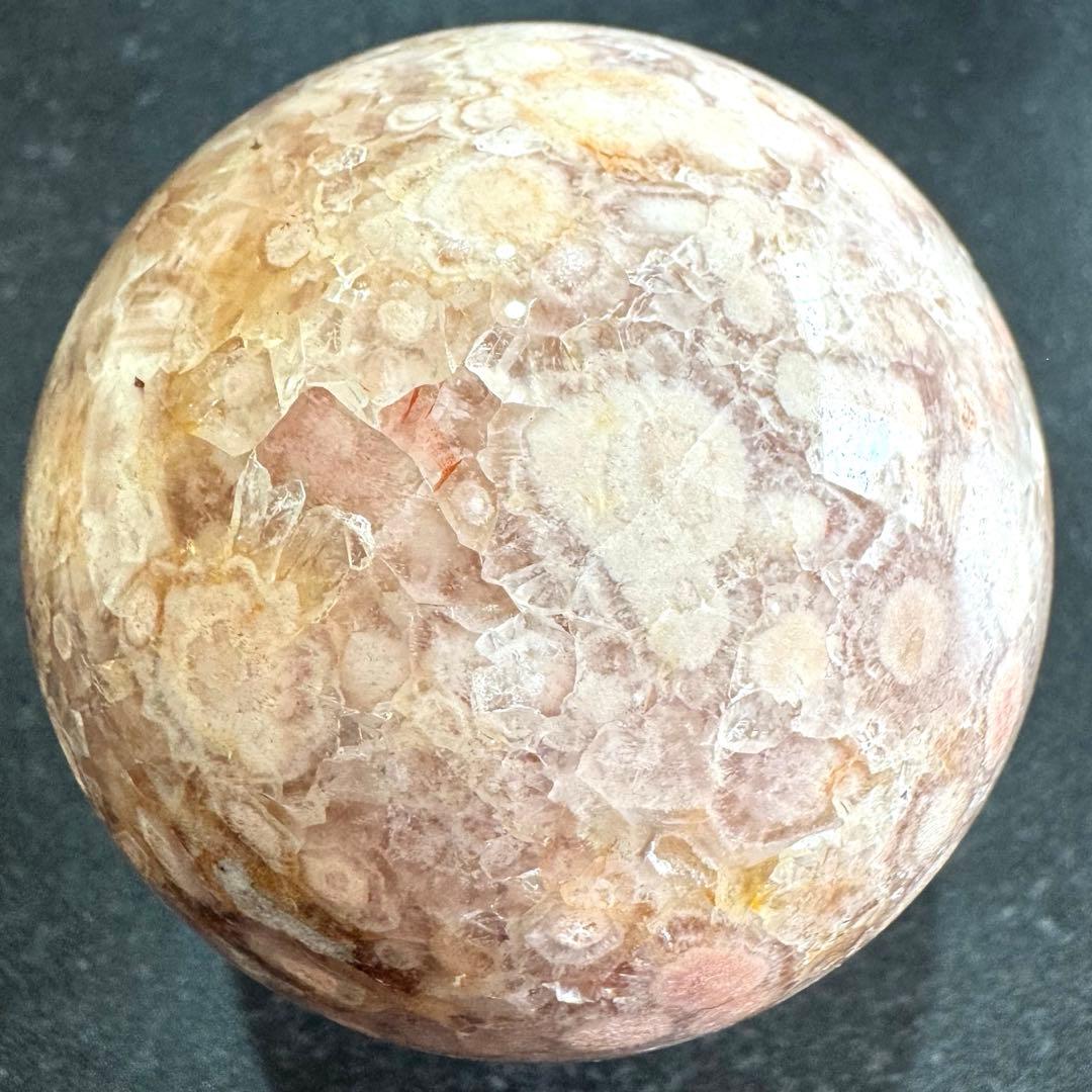 ピンクアメシスト　フラワーアゲート　スフィア　約64mm