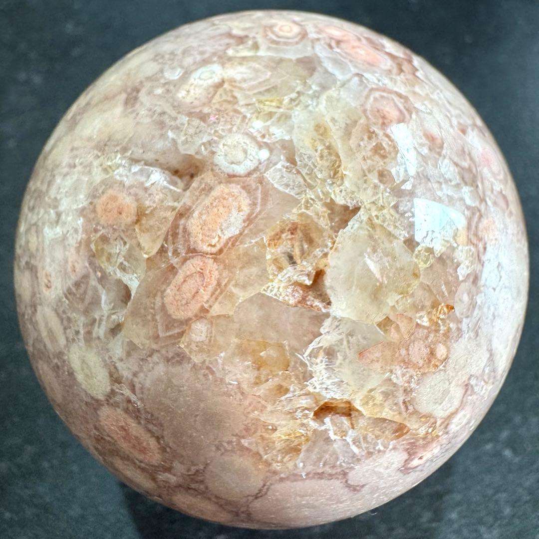 ピンクアメシスト　フラワーアゲート　スフィア　約64mm