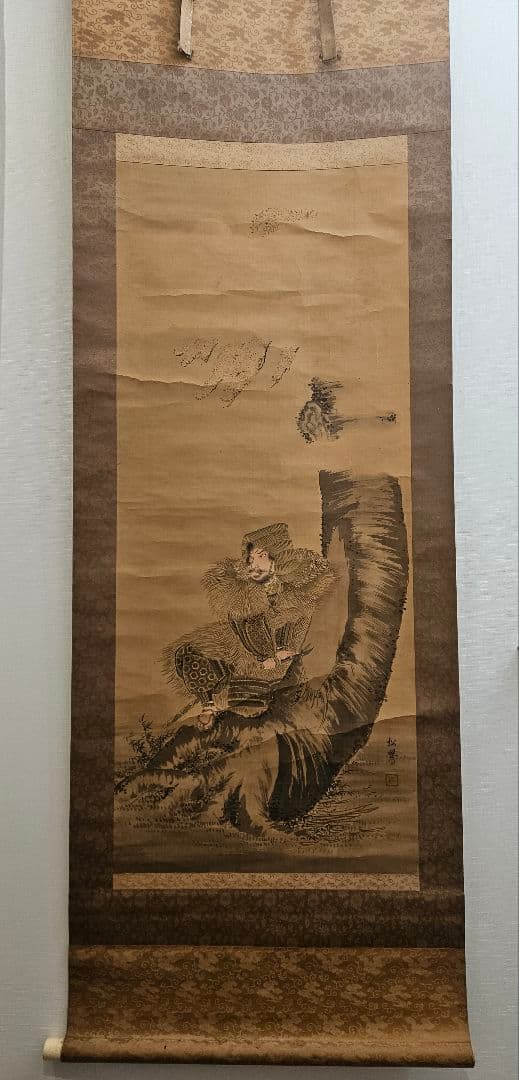 速水松琴 「児島高徳之図」 逆境に屈せぬ忠義の精神 絹本 逸品 掛軸