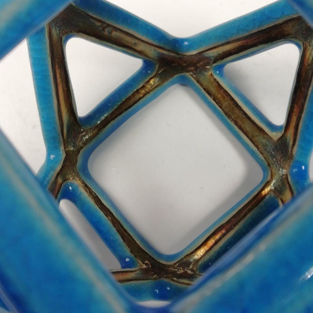 T752 蓋置 『浅黄交趾 銀彩切子』『平安 手塚桐鳳』 共箱 茶道具