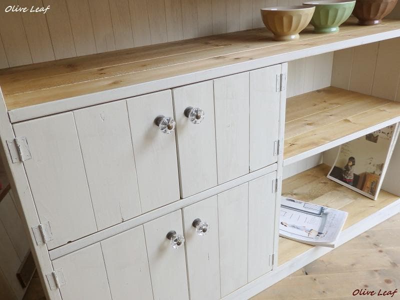 サイズ、デザインオーダー可●超ワイドキャビネット●シャビーホワイト無垢●受注製作