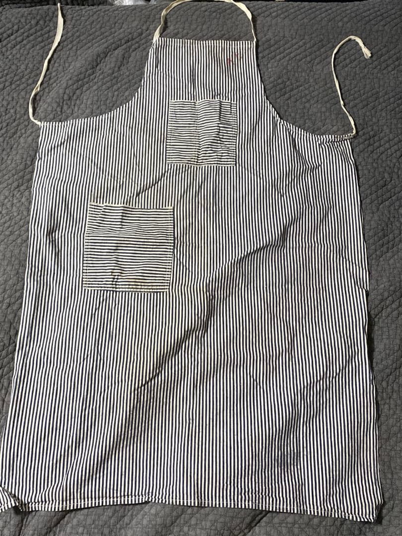 ビンテージ　ヒッコリーストライプ　ワークエプロン