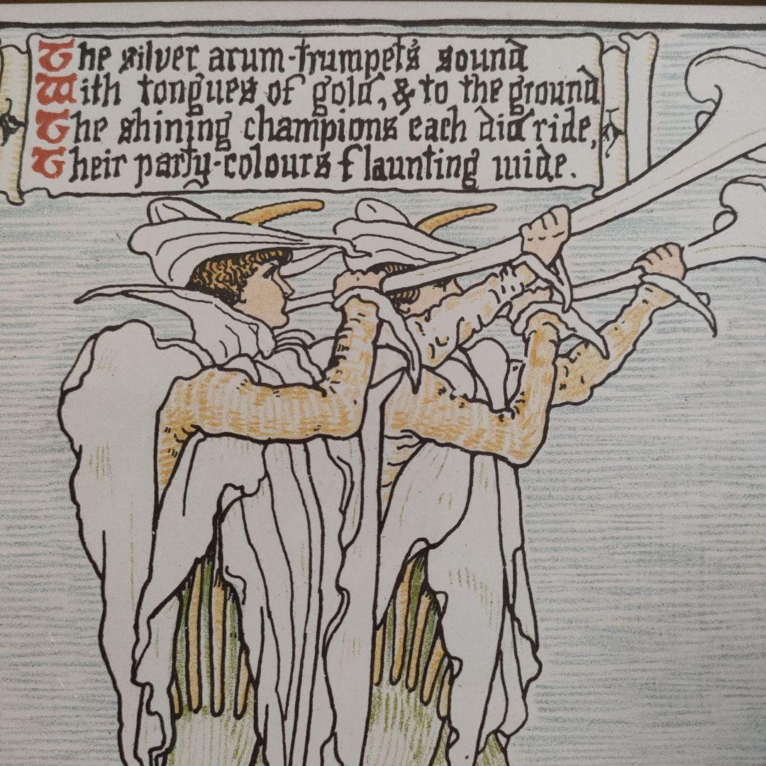 新品リトグラフ Walter Craneクレイン『クイーンサマー百合と薔薇の旅』