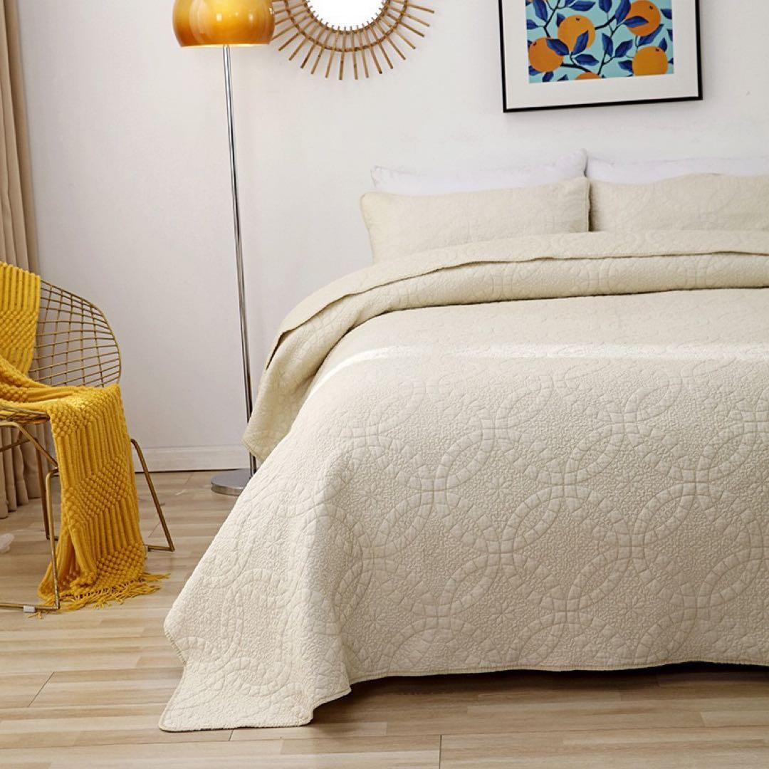 キルトベッドカバー3点セット綿マルチカバー キルティング 284A