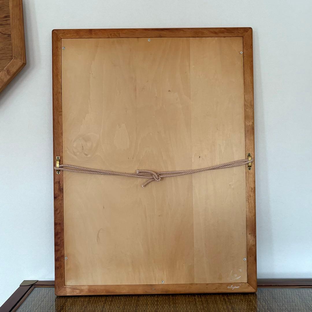 【 アンティーク】木製フレームミラー 長方形 北欧ナチュラル 68×52cm