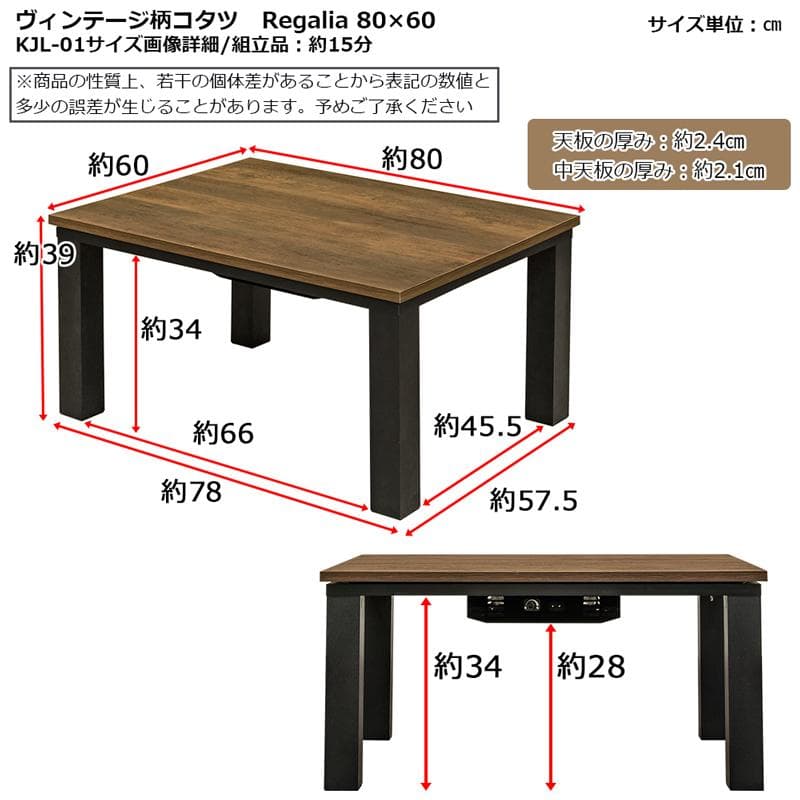 《新品・送料無料》NEW　Regalia　ヴィンテージ柄コタツ　80×60