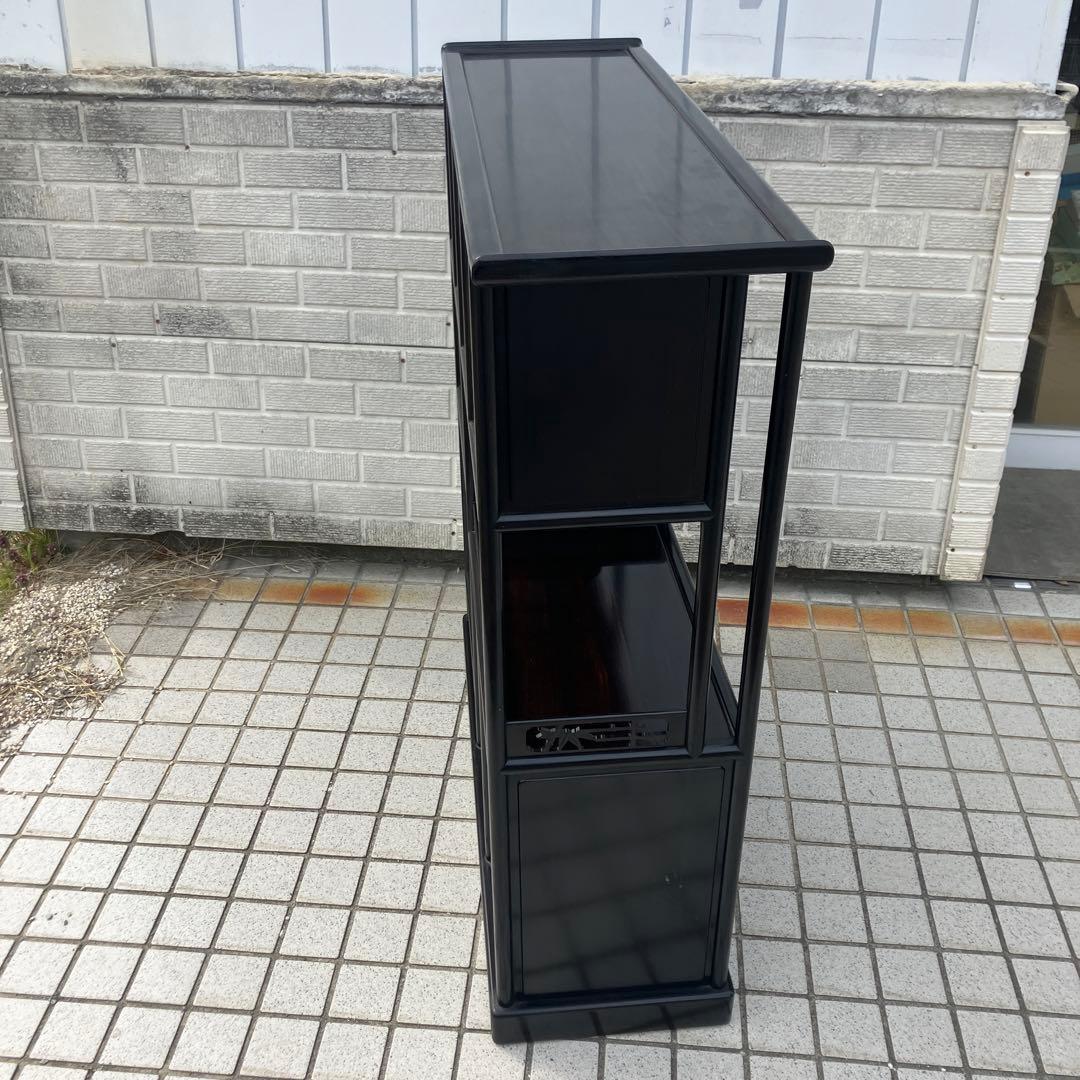 唐木家具 紫檀 茶箪笥 飾り棚 中国骨董 李朝 唐草透彫り サイドボード 古家具