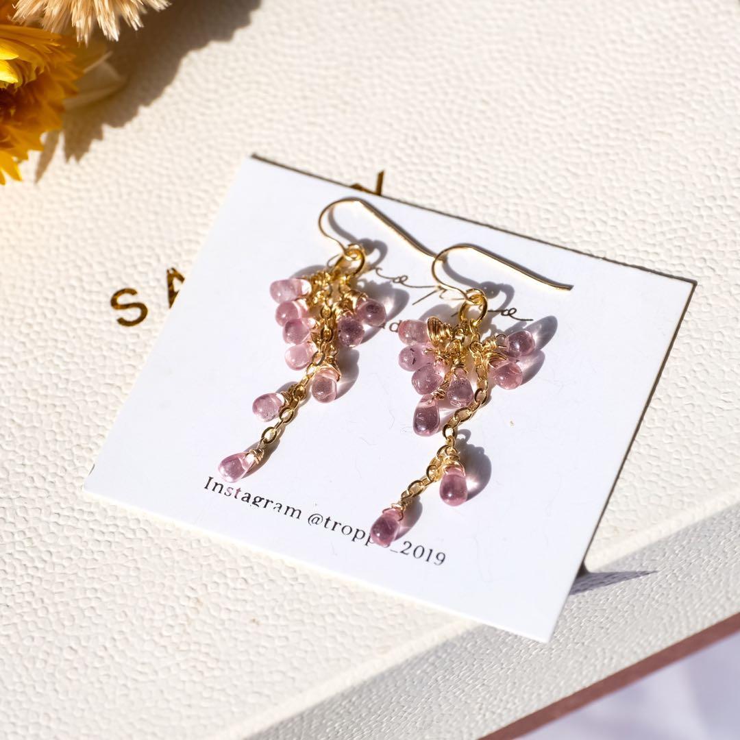 希少石！14kgfドラゴンガーネットたわわピアス/イヤリング