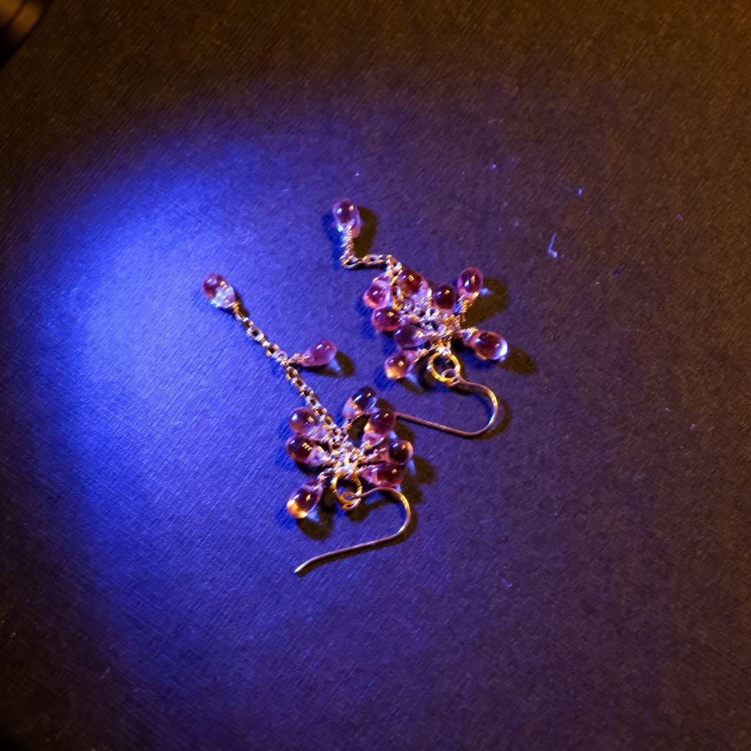 希少石！14kgfドラゴンガーネットたわわピアス/イヤリング