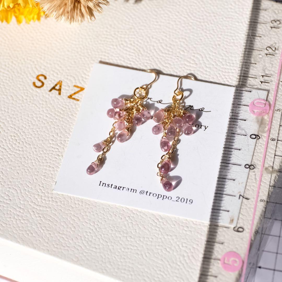 希少石！14kgfドラゴンガーネットたわわピアス/イヤリング