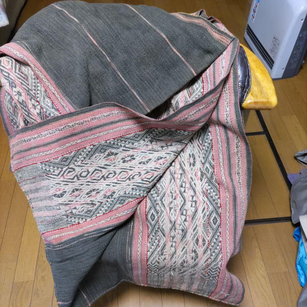 値下《山岳民族、手織古布》(アンテ―ク)肉厚綿、こなれた風合いとセピア色合857