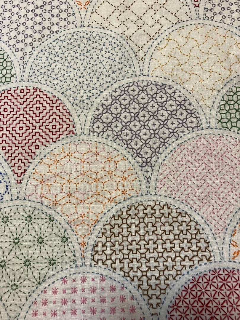 ホビーラホビーレ♡ 刺し子のサンプラークロス《青海波》　完成品