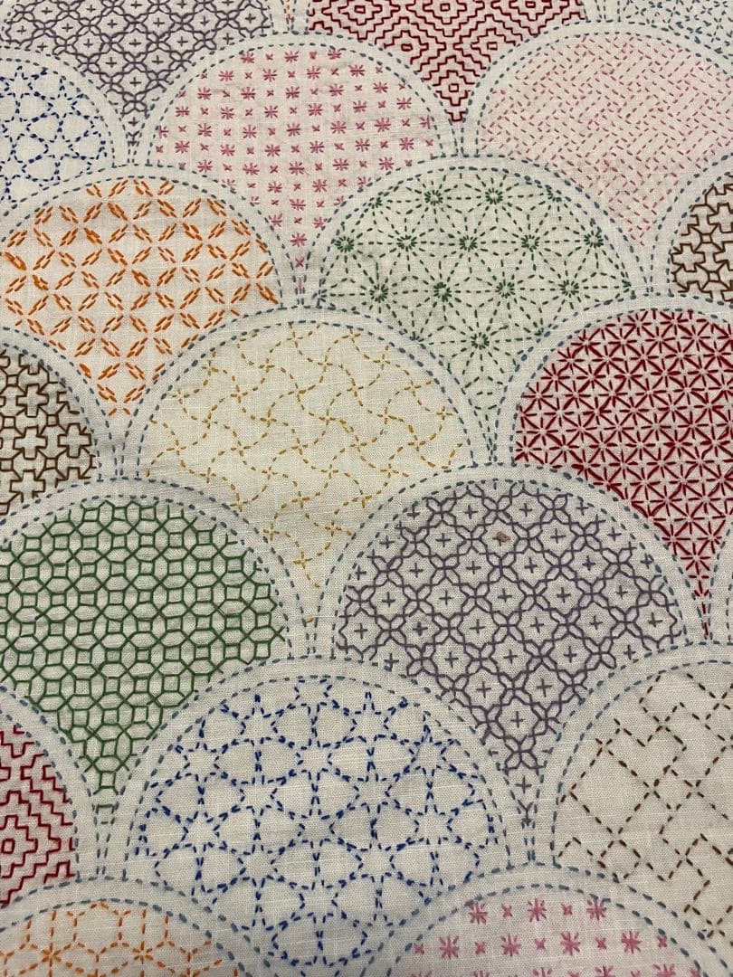 ホビーラホビーレ♡ 刺し子のサンプラークロス《青海波》　完成品