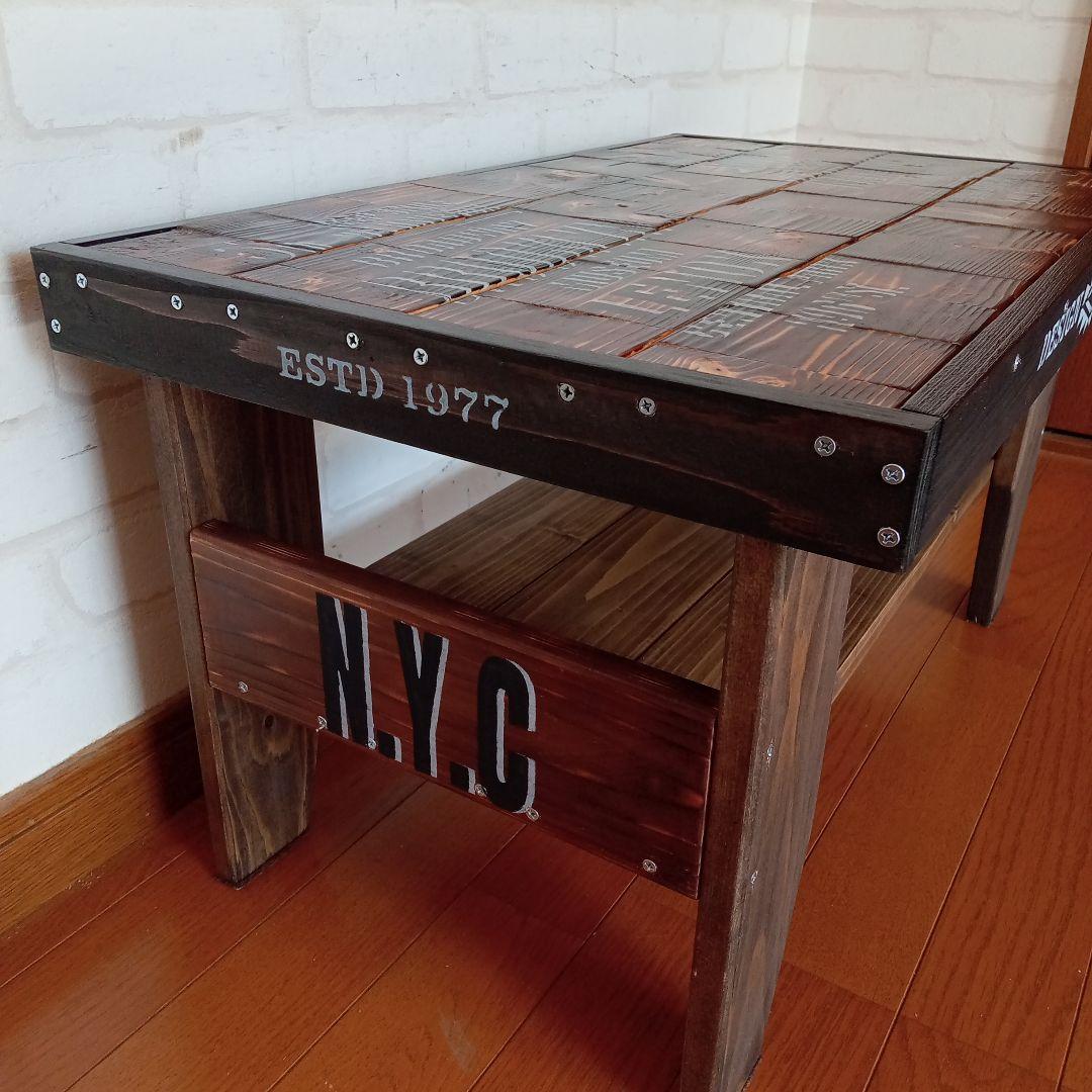 【ハンドメイド】寄木天板の男前ローテーブル