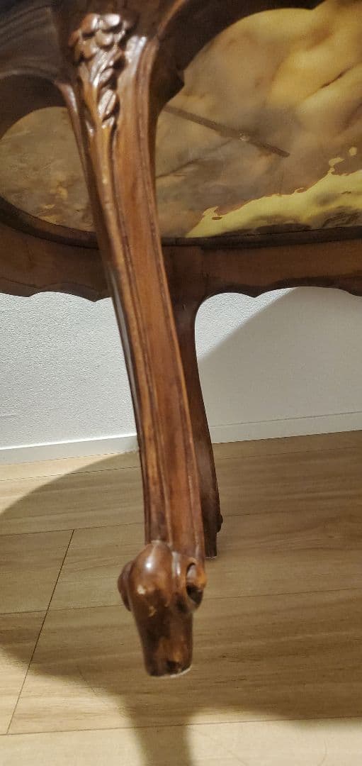 イタリア製】天然石グリーンオニキス センターテーブル 猫脚 大理石