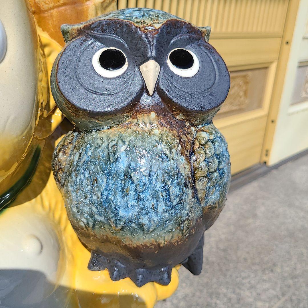 チョーチョー縁起物❗信楽焼ふくろう持狸 高さ６４cm