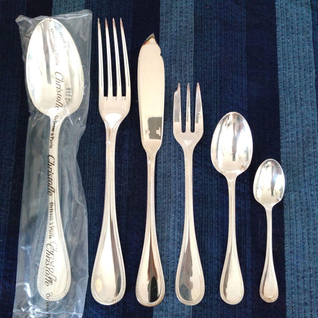 クリストフルシルバー（銀メッキ）カトラリー　パールコレクション６本セット【中古】